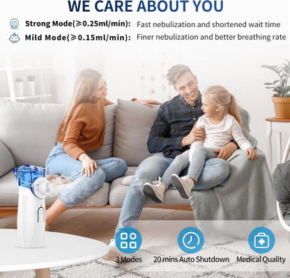 Apowus Portable Nebulizer Machine - Personal Steam Inhaler for Adults & Kids, 3 Modes (Mild/Strong/ Cleaning), 20-min Auto Off, Ultra Lightweight