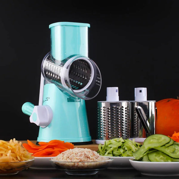 3 in 1 Rotary Vegetables Mandoline/Cutter - Manual Tabletop Drum Cutter