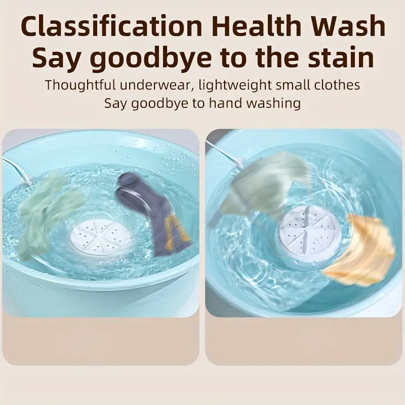 Portable Turbo Washing Machine, USB-Powered Mini Washer for Travel & Home - Fast Clean for Socks, Underwear, and Small Items