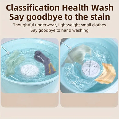 Portable Turbo Washing Machine, USB-Powered Mini Washer for Travel & Home - Fast Clean for Socks, Underwear, and Small Items