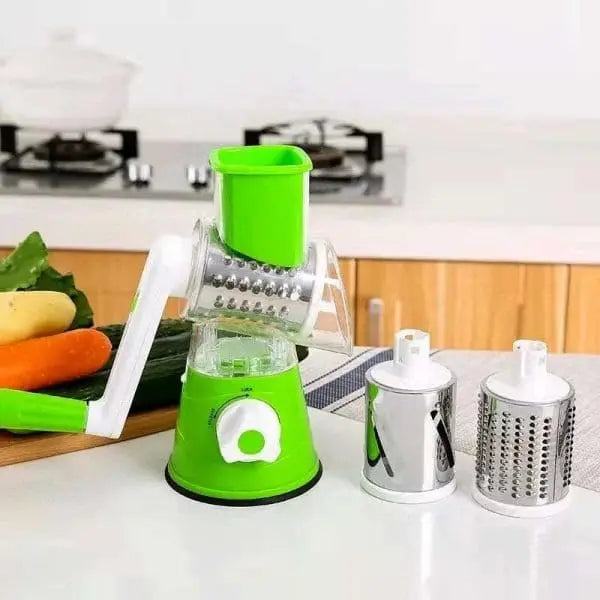 3 in 1 Rotary Vegetables Mandoline/Cutter - Manual Tabletop Drum Cutter