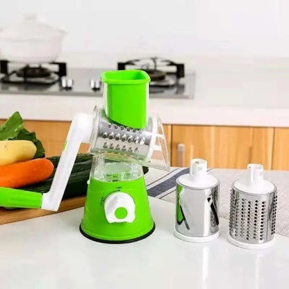 3 in 1 Rotary Vegetables Mandoline/Cutter - Manual Tabletop Drum Cutter